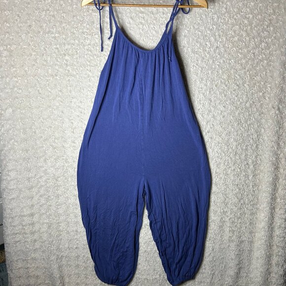 21 Saints Royal Blue Jumpsuit Medium with Scoop Neck, Tied Spaghetti Straps - Picture 3 of 9
